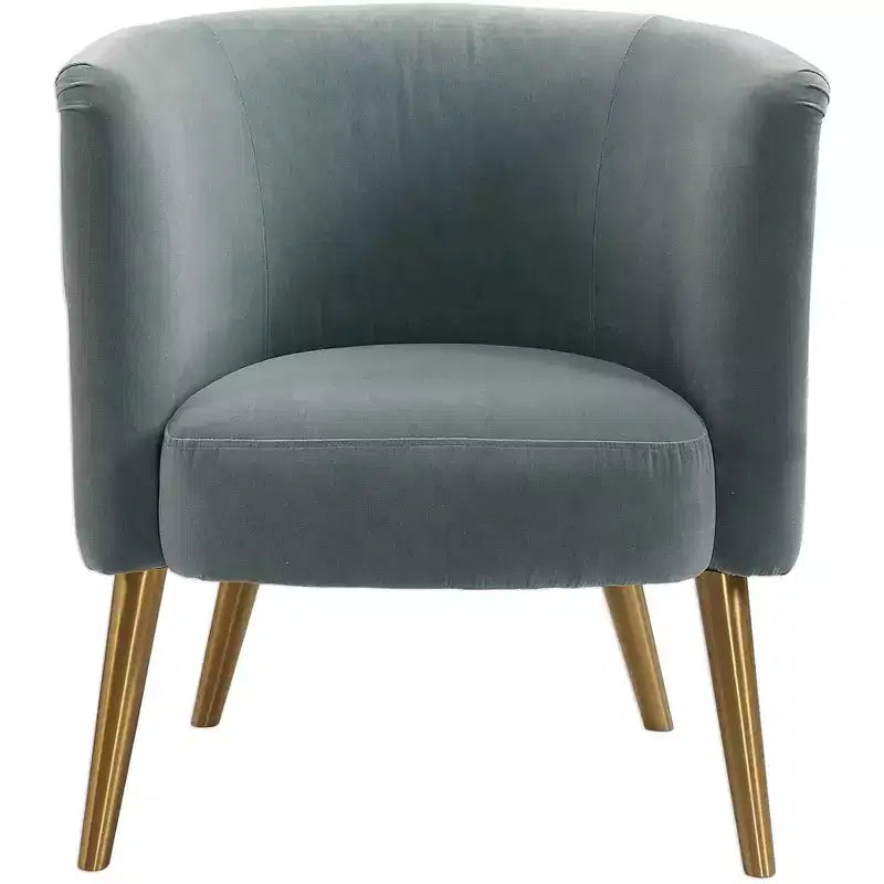 Uttermost Haider Slate Blue Velvet Accent Barrel Chair