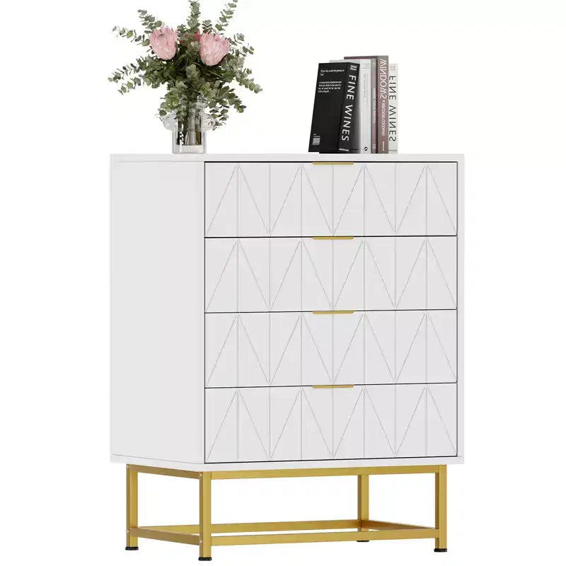 4-Drawer Dresser w/Metal Legs - Modern Storage Chest for Bedroom, Living Room & Entryway Organization