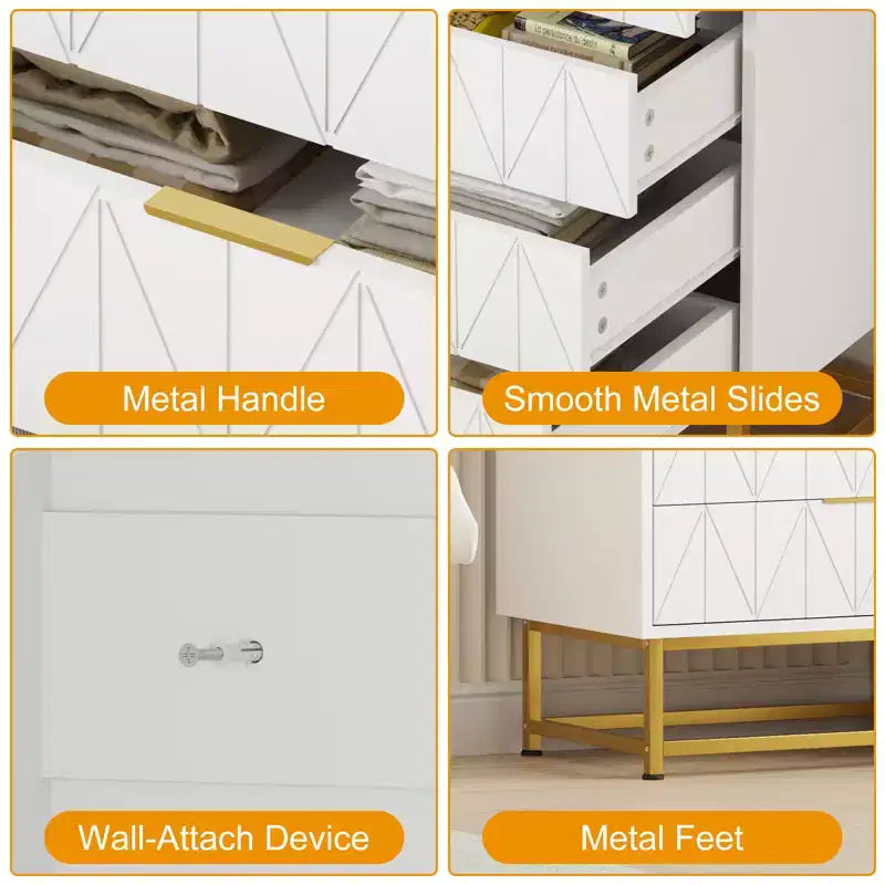 4-Drawer Dresser w/Metal Legs - Modern Storage Chest for Bedroom, Living Room & Entryway Organization