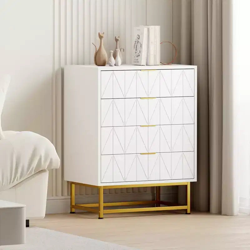4-Drawer Dresser w/Metal Legs - Modern Storage Chest for Bedroom, Living Room & Entryway Organization