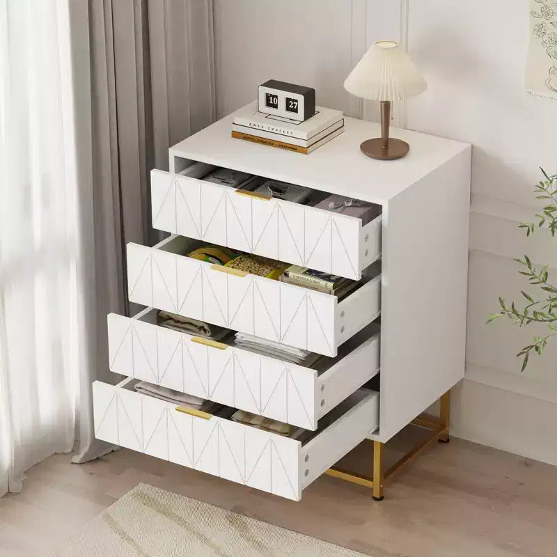 4-Drawer Dresser w/Metal Legs - Modern Storage Chest for Bedroom, Living Room & Entryway Organization