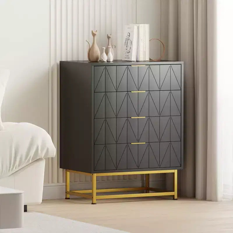 4-Drawer Dresser w/Metal Legs - Modern Storage Chest for Bedroom, Living Room & Entryway Organization