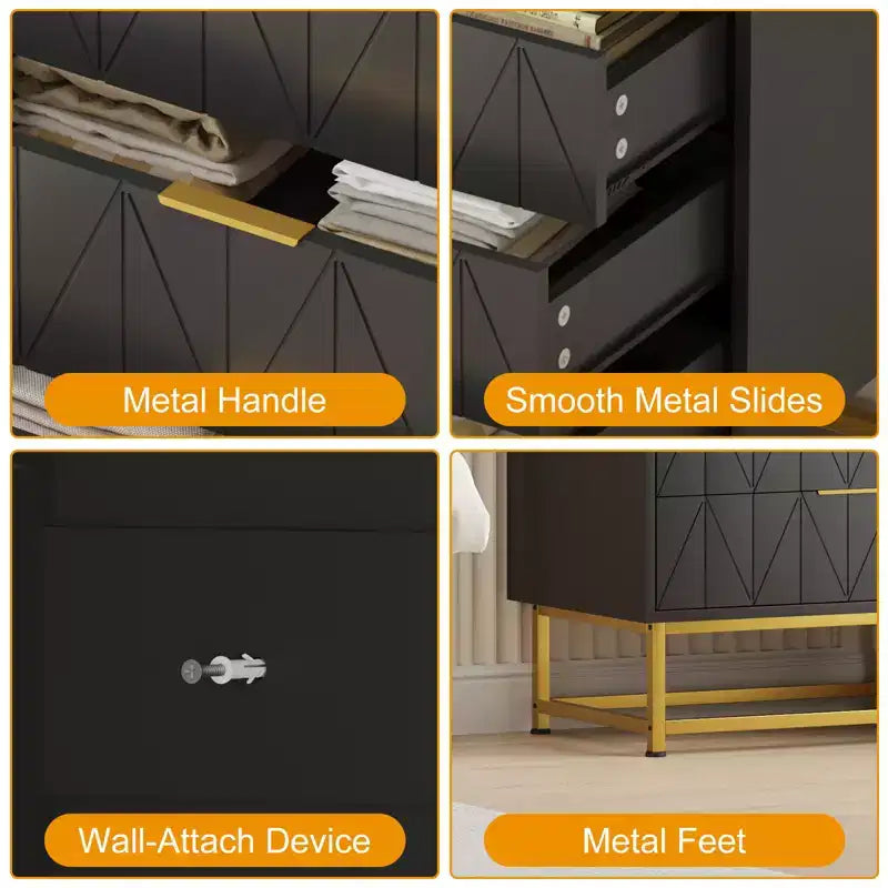 4-Drawer Dresser w/Metal Legs - Modern Storage Chest for Bedroom, Living Room & Entryway Organization