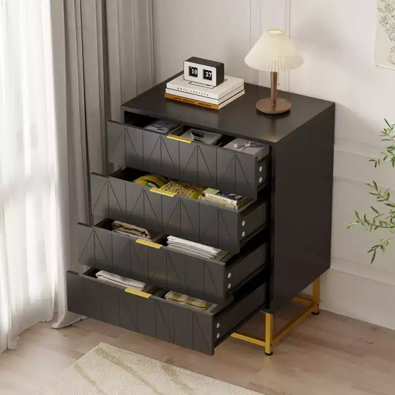 4-Drawer Dresser w/Metal Legs - Modern Storage Chest for Bedroom, Living Room & Entryway Organization