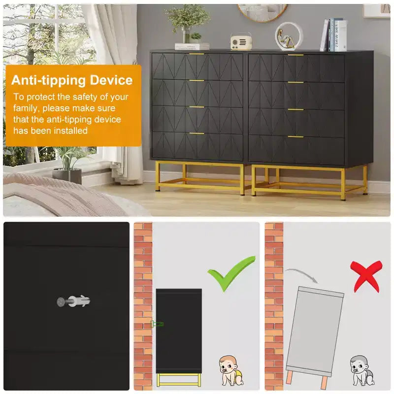 4-Drawer Dresser w/Metal Legs - Modern Storage Chest for Bedroom, Living Room & Entryway Organization
