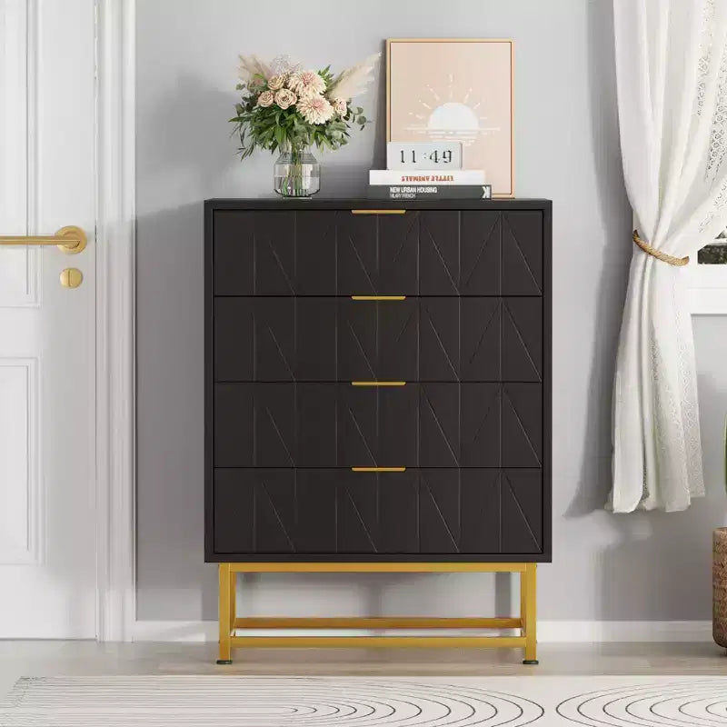 4-Drawer Dresser w/Metal Legs - Modern Storage Chest for Bedroom, Living Room & Entryway Organization