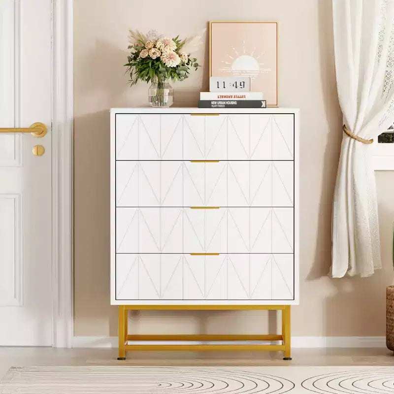 4-Drawer Dresser w/Metal Legs - Modern Storage Chest for Bedroom, Living Room & Entryway Organization