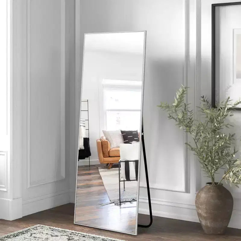 PexFix 20 in. W x 59 in. H Rectangular Metal Framed Full Length Wall Mirror Free Standing Mirror in Silver