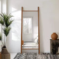 PexFix 24 in. W x 63 in. H Ladder-Style Solid Wood Framed Mirror in Brown