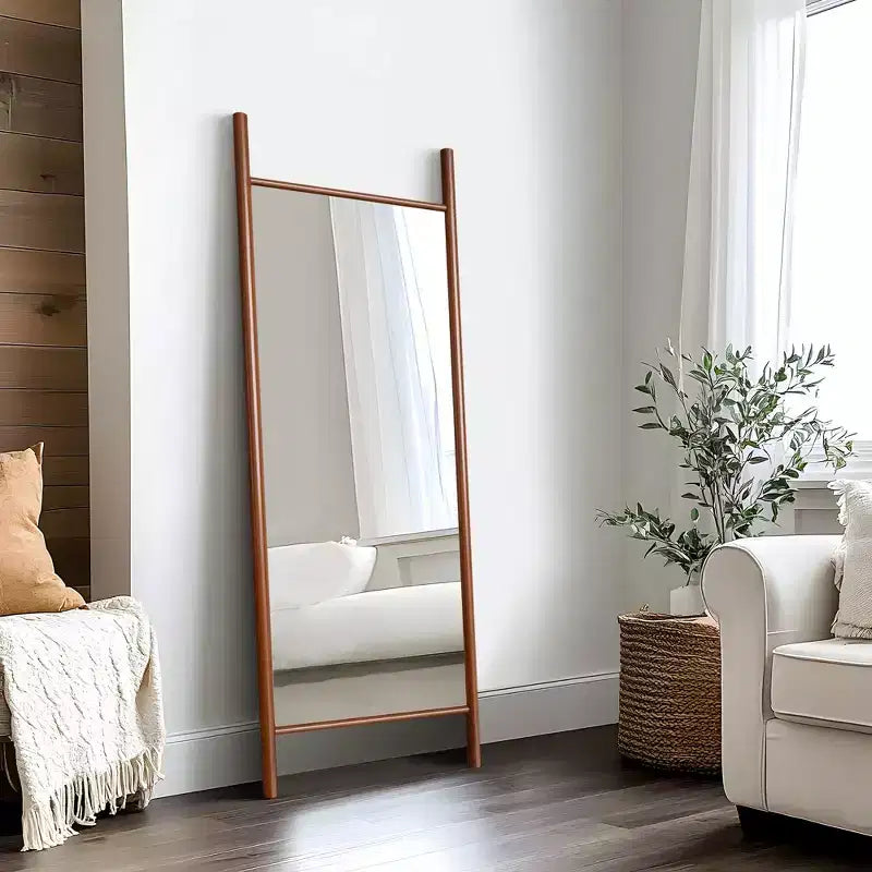PexFix 24 in. W x 63 in. H Ladder-Style Solid Wood Framed Mirror in Brown