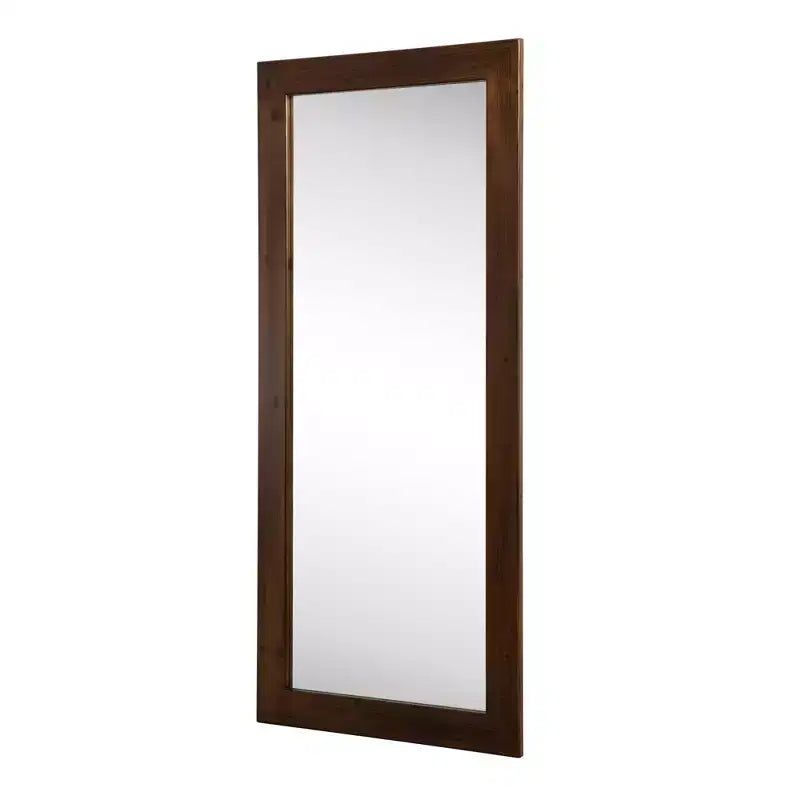 Miroir mural rectangulaire pleine longueur PexFix de 31 po l. x 71 po H, avec cadre en bois massif, en noyer