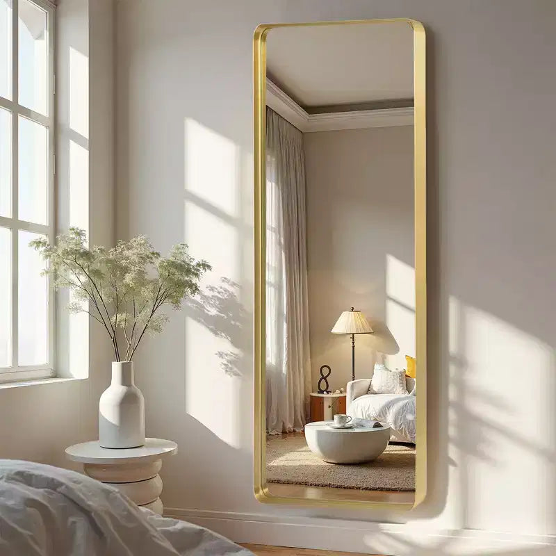 PexFix 28 in. W x 71 in. H Deep Frame Wall Decorative Mirror in Gold