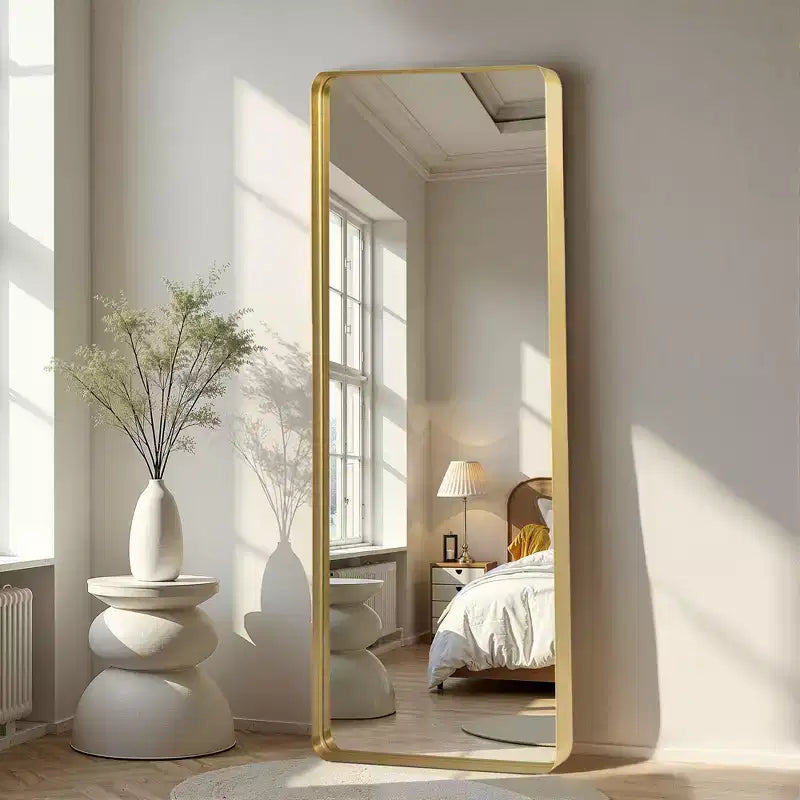 PexFix 28 in. W x 71 in. H Deep Frame Wall Decorative Mirror in Gold