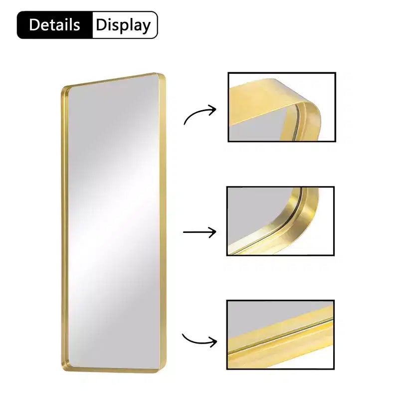 PexFix 28 in. W x 71 in. H Deep Frame Wall Decorative Mirror in Gold