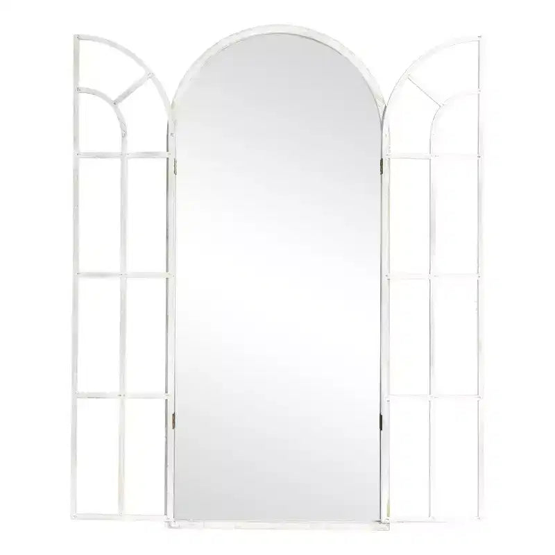 PexFix 71 in. x 32 in. Classic Arched Solid Wood Solid Wood Window Pane Full Length Mirror Arched Top Rectangle Freestanding White
