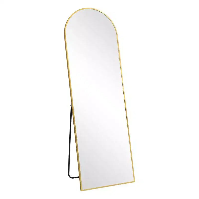 PexFix 21 in. W. x 64 in. H Full Length Arched Free Standing Body Mirror Metal Framed Wall Mirror Large Floor Mirror in Gold