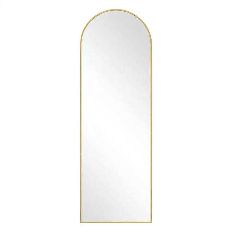 PexFix 21 in. W. x 64 in. H Full Length Arched Free Standing Body Mirror Metal Framed Wall Mirror Large Floor Mirror in Gold