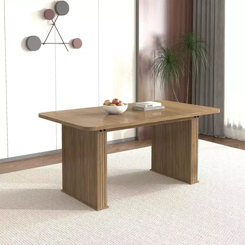 GDFStudio Toro Modern Extendable Wooden Dining Table with Double Pedestal