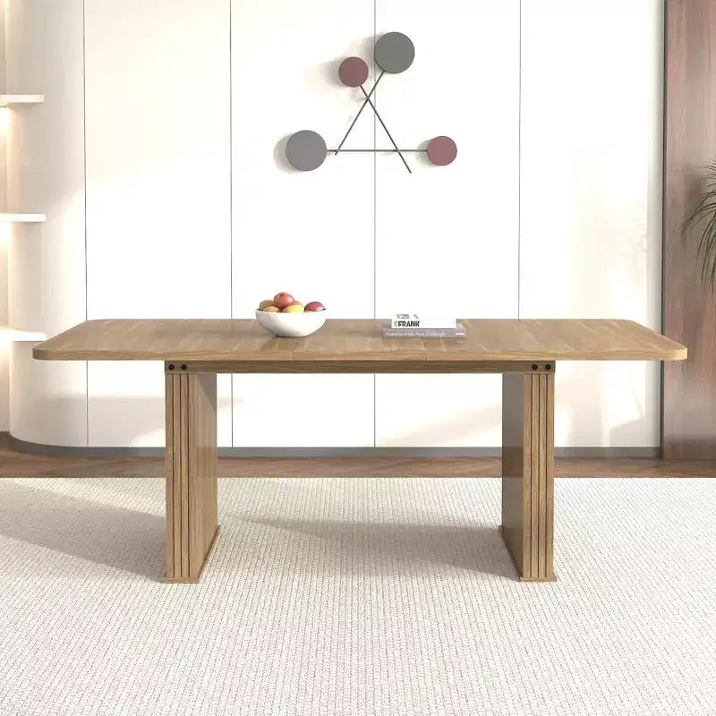 Table à manger extensible moderne en bois GDFStudio Toro avec double piédestal