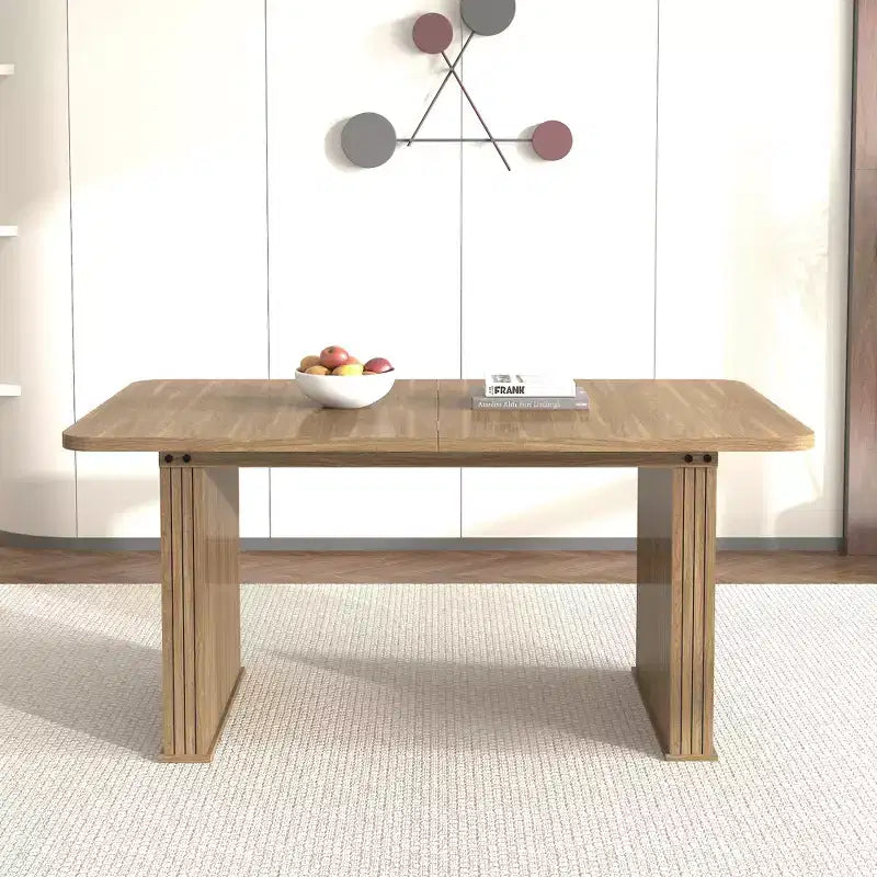 Table à manger extensible moderne en bois GDFStudio Toro avec double piédestal