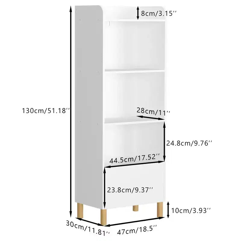 MAYEERTY 4 Tier Bookshelf Toy Storage Cabinet Organizer for Children Room Living Room White