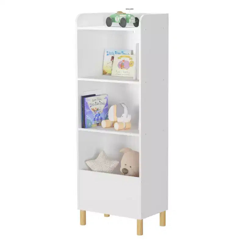 MAYEERTY 4 Tier Bookshelf Toy Storage Cabinet Organizer for Children Room Living Room White