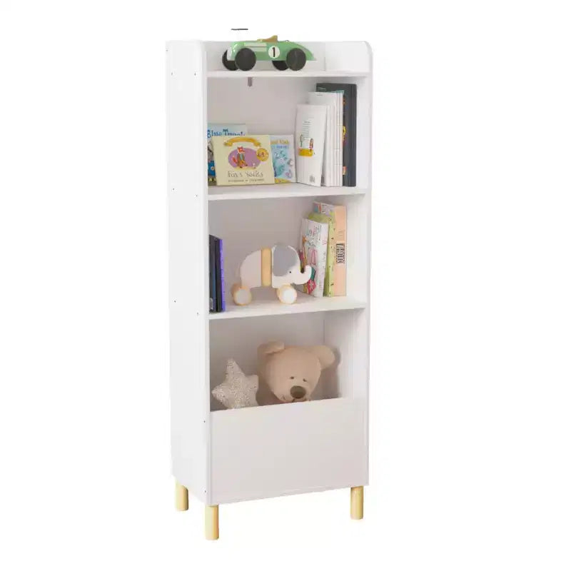 MAYEERTY 4 Tier Bookshelf Toy Storage Cabinet Organizer for Children Room Living Room White