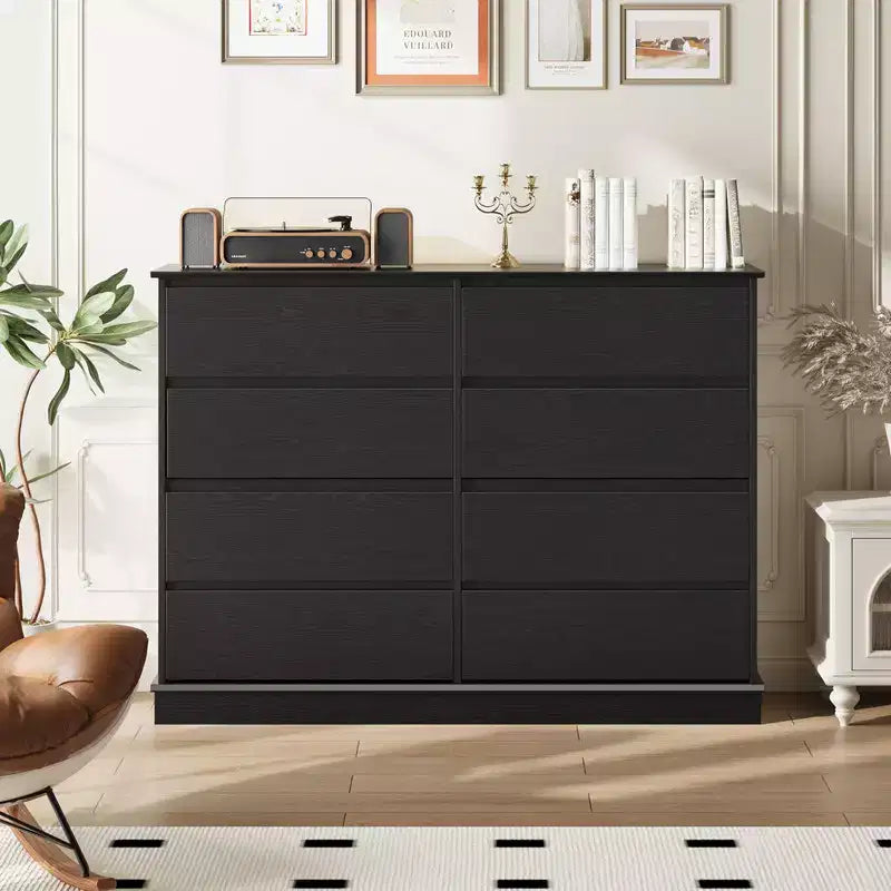8 Drawer Dressers for Bedroom, Chest of Drawers with Deep Drawers, Large Double Dresser for Closet with Wide Top, Horizontal Wooden Dresser