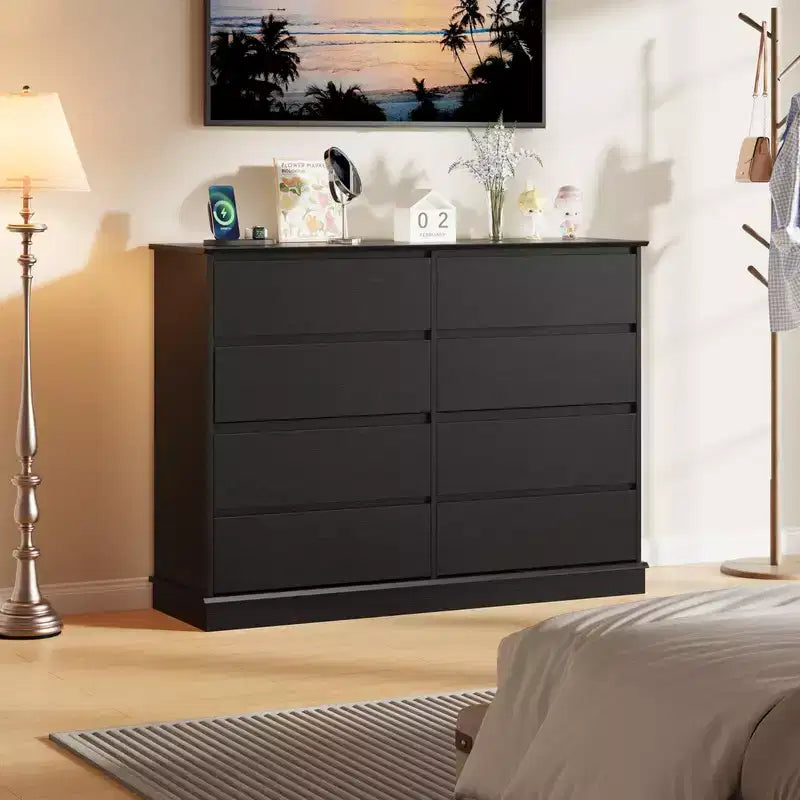 8 Drawer Dressers for Bedroom, Chest of Drawers with Deep Drawers, Large Double Dresser for Closet with Wide Top, Horizontal Wooden Dresser