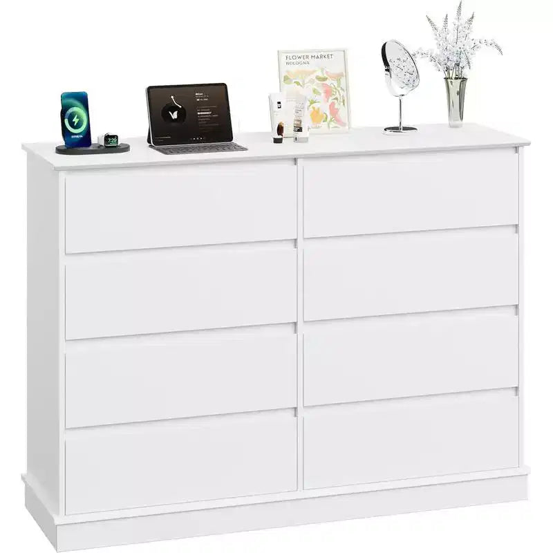8 Drawer Dressers for Bedroom, Chest of Drawers with Deep Drawers, Large Double Dresser for Closet with Wide Top, Horizontal Wooden Dresser