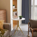 Maxax Round Side Table, White Marble Style Top with Gold Legs for Living Room Bedroom Office-23