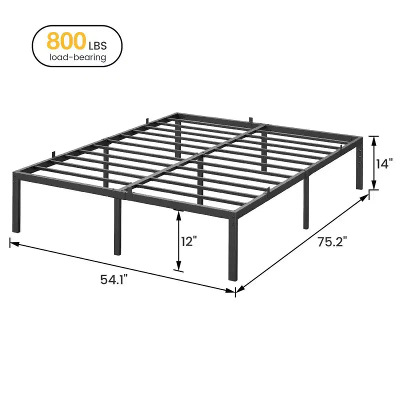 14 Inch Heavy Duty Twin Metal Bed Frame with Sturdy Slat Support - Modern Platform Bed, No Box Spring Needed, Easy Assembly, Minimalist Design