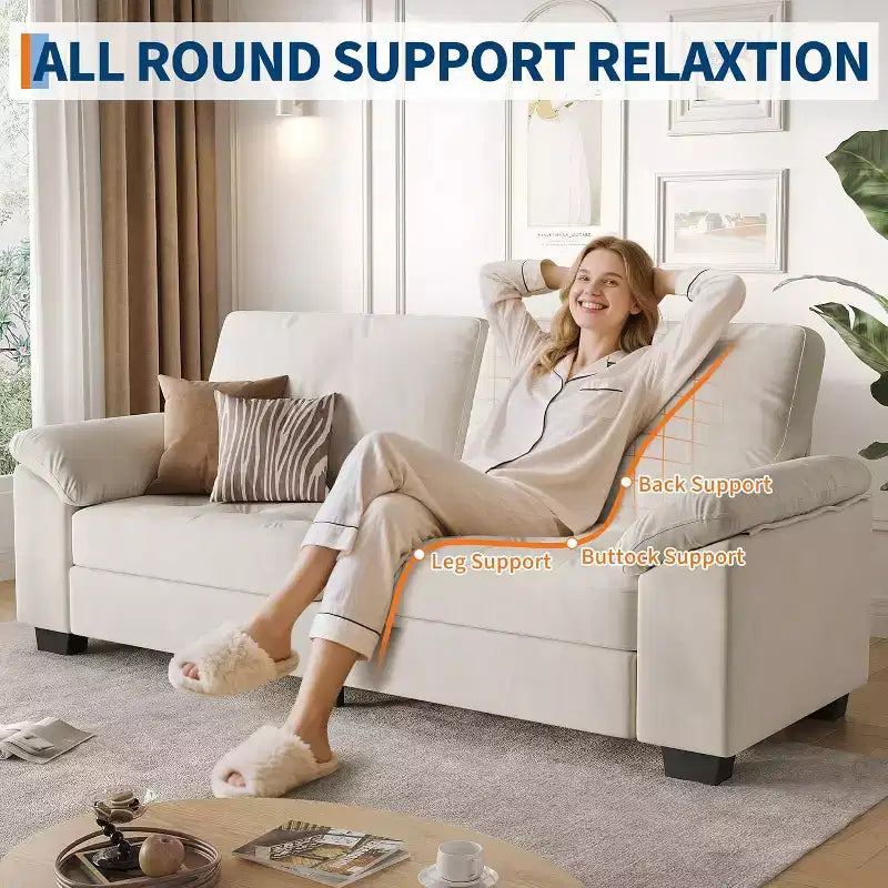 90 Modern Oversized Velvet Loveseat, Wide Armrests, Washable Cushion Covers, Comfy 2-3 Seater Sofa for Living Room, Bedroom, Apartment