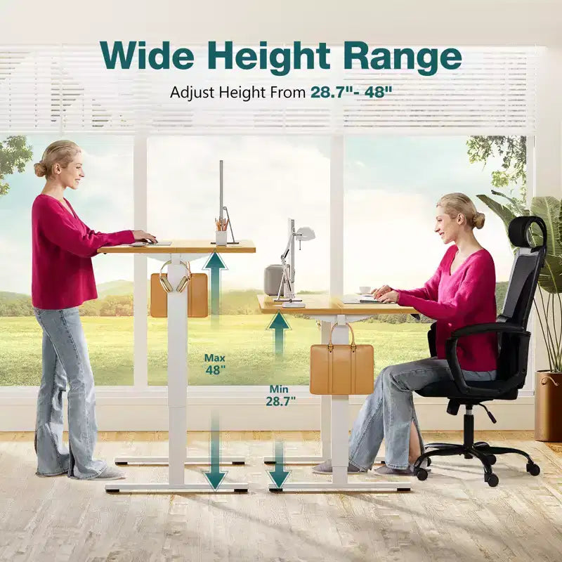 Bestier Height Adjustable Electric Standing Desk, 55 x 24 Ergonomic Sit Stand up Desk with Hooks and Wire Holes, Memory Computer Home Office Desk