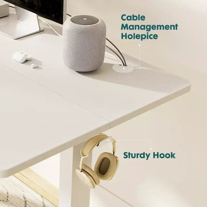 Bestier Height Adjustable Electric Standing Desk, 55 x 24 Ergonomic Sit Stand up Desk with Hooks and Wire Holes, Memory Computer Home Office Desk