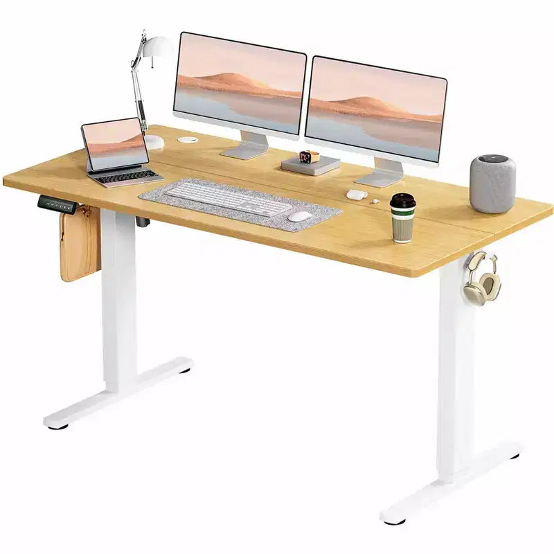 Bestier Height Adjustable Electric Standing Desk, 55 x 24 Ergonomic Sit Stand up Desk with Hooks and Wire Holes, Memory Computer Home Office Desk