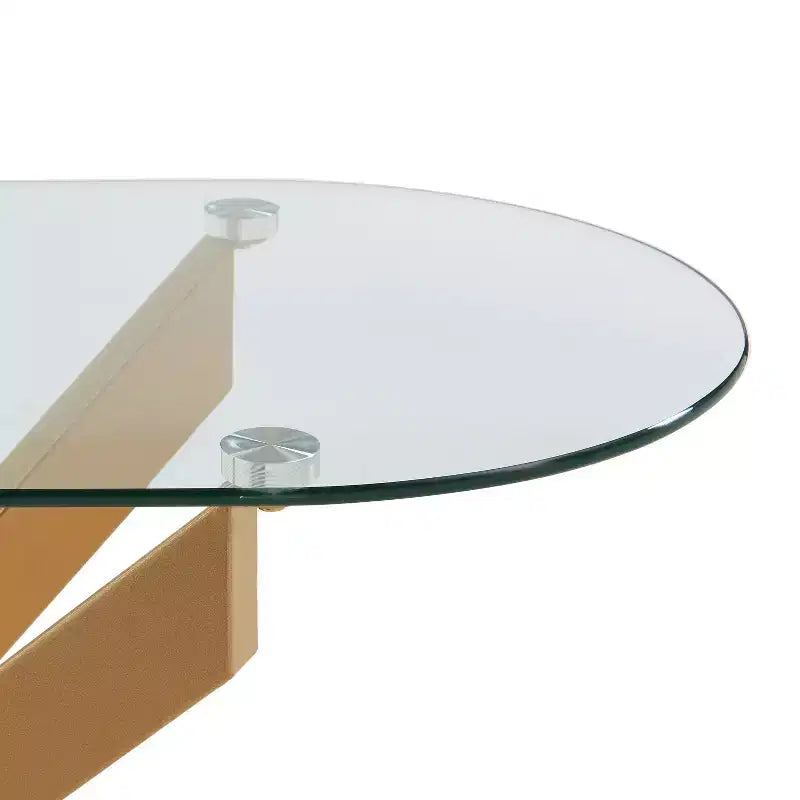 Modern Geometric Glass Console Table with Metal Tubular Legs