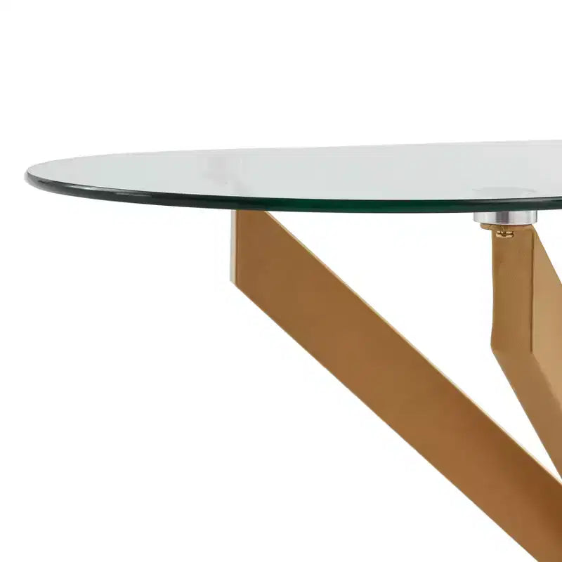 Modern Geometric Glass Console Table with Metal Tubular Legs