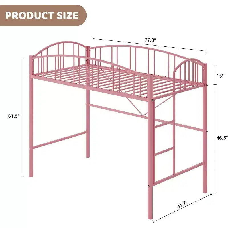Acekool Lit Mezzanine Jumeau avec Échelle de Sécurité et Garde-corps Cintrée, Cadre en Métal, Gain de Place, Conception Silencieuse