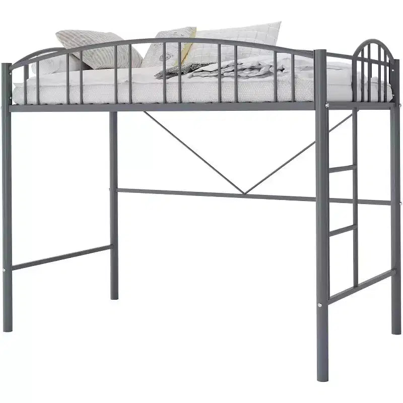Acekool Lit Mezzanine Jumeau avec Échelle de Sécurité et Garde-corps Cintrée, Cadre en Métal, Gain de Place, Conception Silencieuse