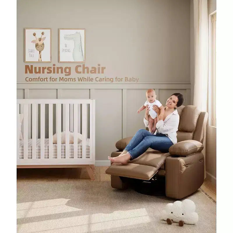 Fauteuil inclinable électrique Acekool avec chauffage et massage, fonction pivotante et bascule, port USB, porte-gobelets, poches latérales, siège extra-large, pour salon