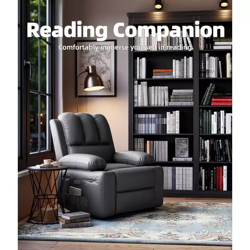 Fauteuil inclinable électrique Acekool avec chauffage et massage, fonction pivotante et bascule, port USB, porte-gobelets, poches latérales, siège extra-large, pour salon