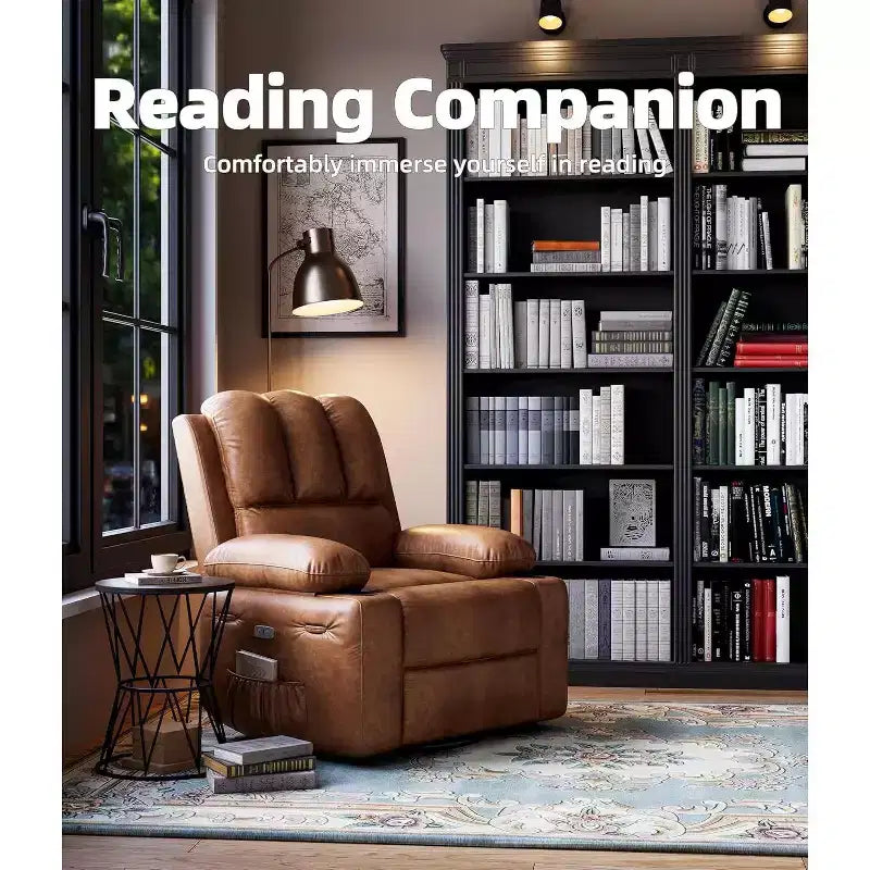 Fauteuil inclinable électrique Acekool avec chauffage et massage, fonction pivotante et bascule, port USB, porte-gobelets, poches latérales, siège extra-large, pour salon
