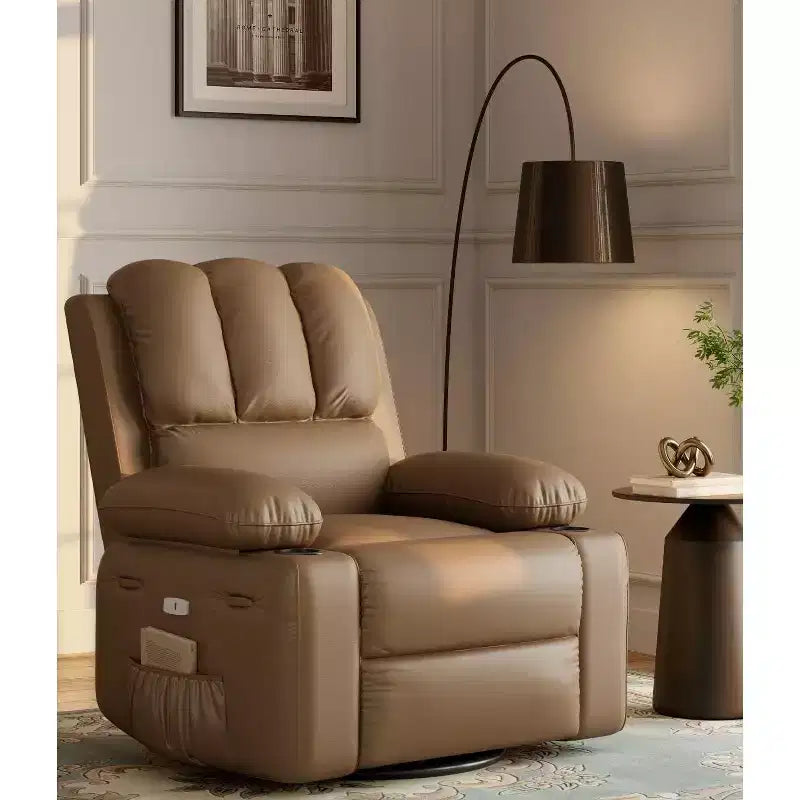 Acekool Power Recliner sofa with Heat & Massage, Swivel Rocker, USB Port, Cup Holders, Side Pockets, Extra-Wide Seat, Living Room