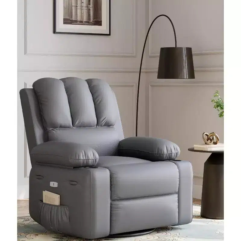 Acekool Power Recliner sofa with Heat & Massage, Swivel Rocker, USB Port, Cup Holders, Side Pockets, Extra-Wide Seat, Living Room