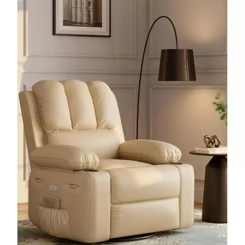 Fauteuil inclinable électrique Acekool avec chauffage et massage, fonction pivotante et bascule, port USB, porte-gobelets, poches latérales, siège extra-large, pour salon