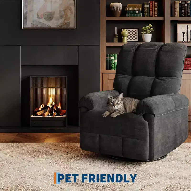 Fauteuil inclinable manuel Acekool, fauteuil inclinable pivotant et coulissant à 360° avec accoudoirs rembourrés, fauteuil moderne en chenille