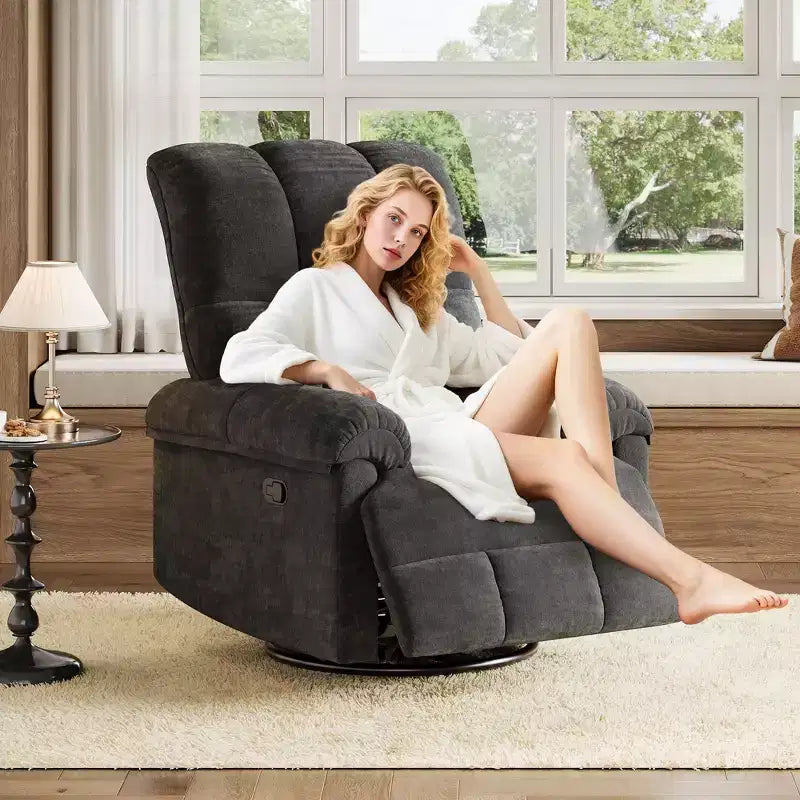 Fauteuil inclinable manuel Acekool, fauteuil inclinable pivotant et coulissant à 360° avec accoudoirs rembourrés, fauteuil moderne en chenille