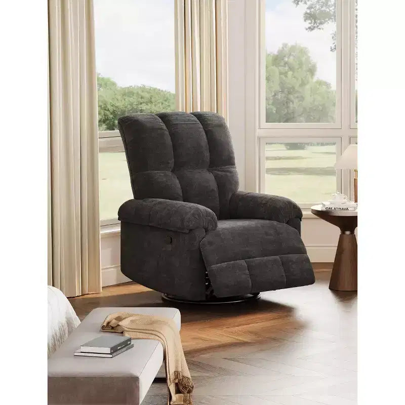 Fauteuil inclinable manuel Acekool, fauteuil inclinable pivotant et coulissant à 360° avec accoudoirs rembourrés, fauteuil moderne en chenille