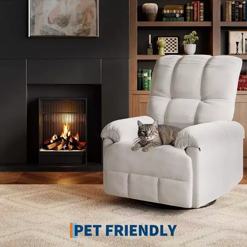Fauteuil inclinable manuel Acekool, fauteuil inclinable pivotant et coulissant à 360° avec accoudoirs rembourrés, fauteuil moderne en chenille